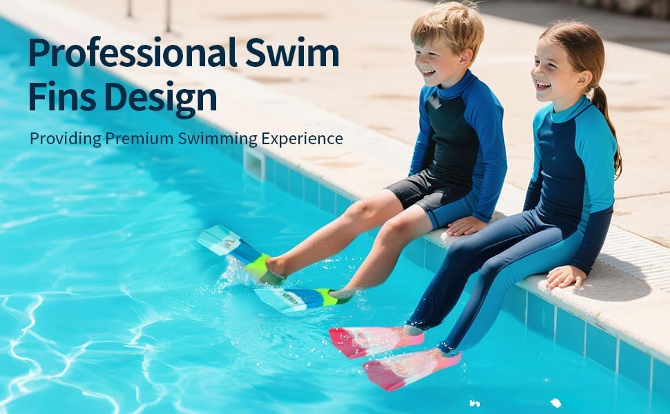 Kids Swim Training Fins, Soft Solicone Swimming Flippers, Comfortable Short Fins for Children Boys Girls and Beginners red ♥️ and blue ?